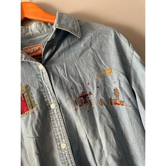 Womens Size M Woolrich Denim Fall Shirt - Picture 4 of 8